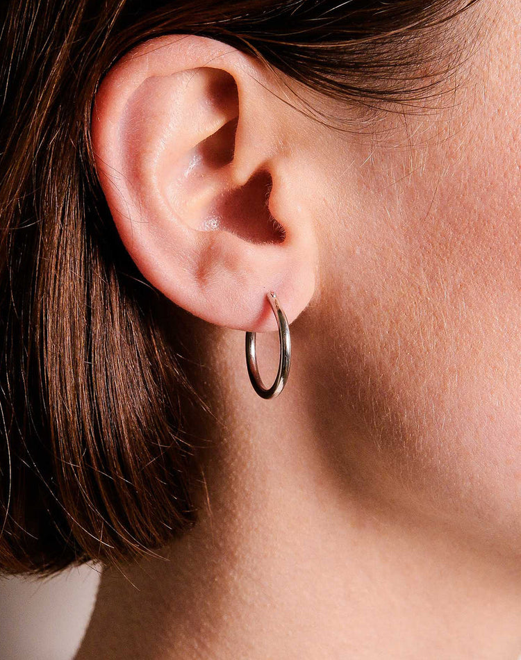 Midi Silver Hoop Earrings